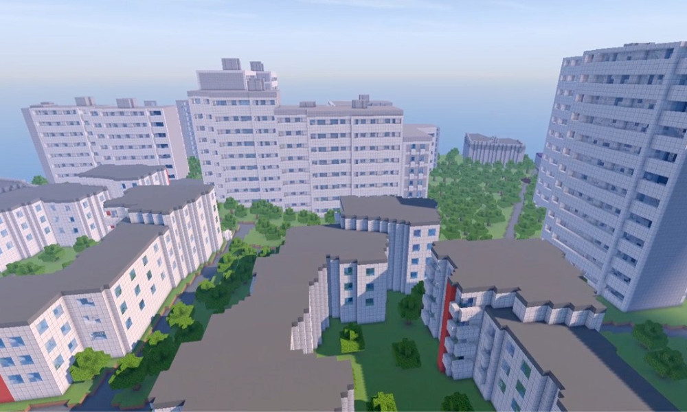 Die Berliner Gropiusstadt als Minecraft-Welt