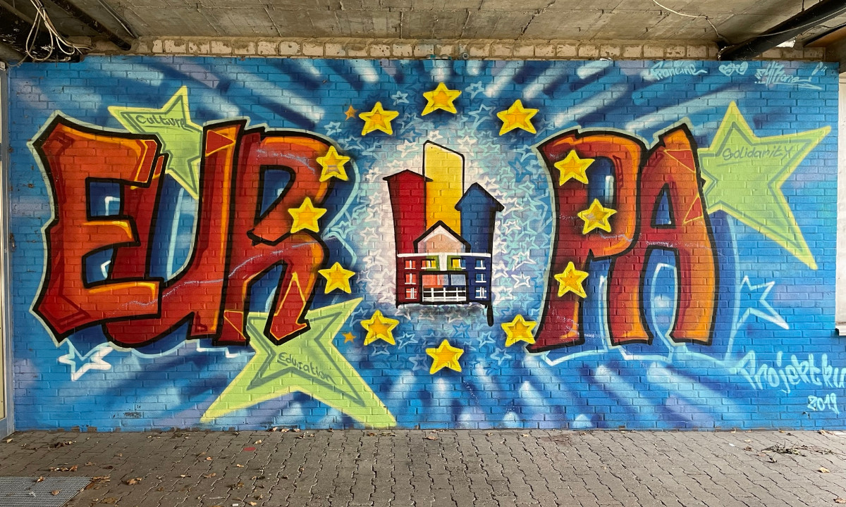 Ein Graffiti mit dem Schriftzug Europa